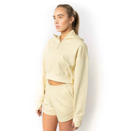 Women's Hoodie Zipped Crop Top